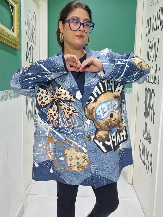 Giacca Orsetto effetto jeans