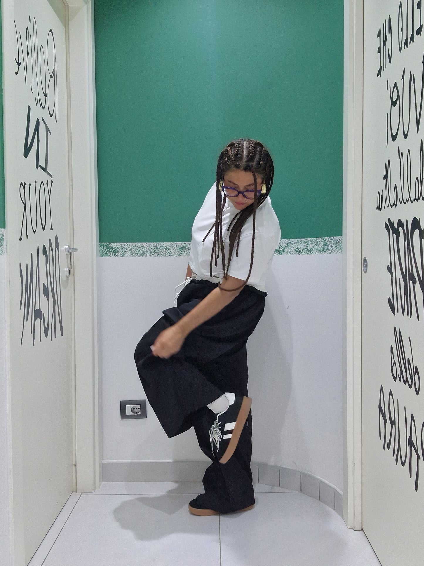 Pantalone bicolore oversize