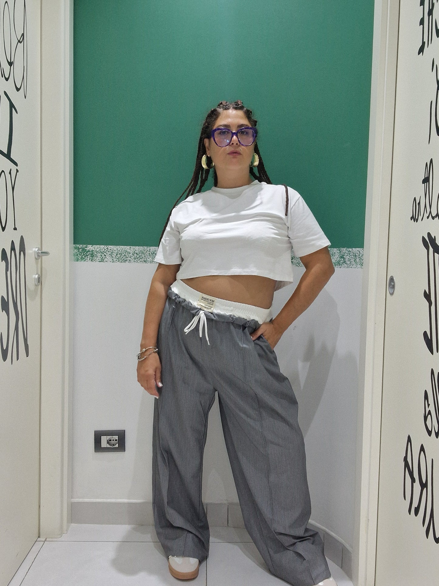 Pantalone bicolore oversize