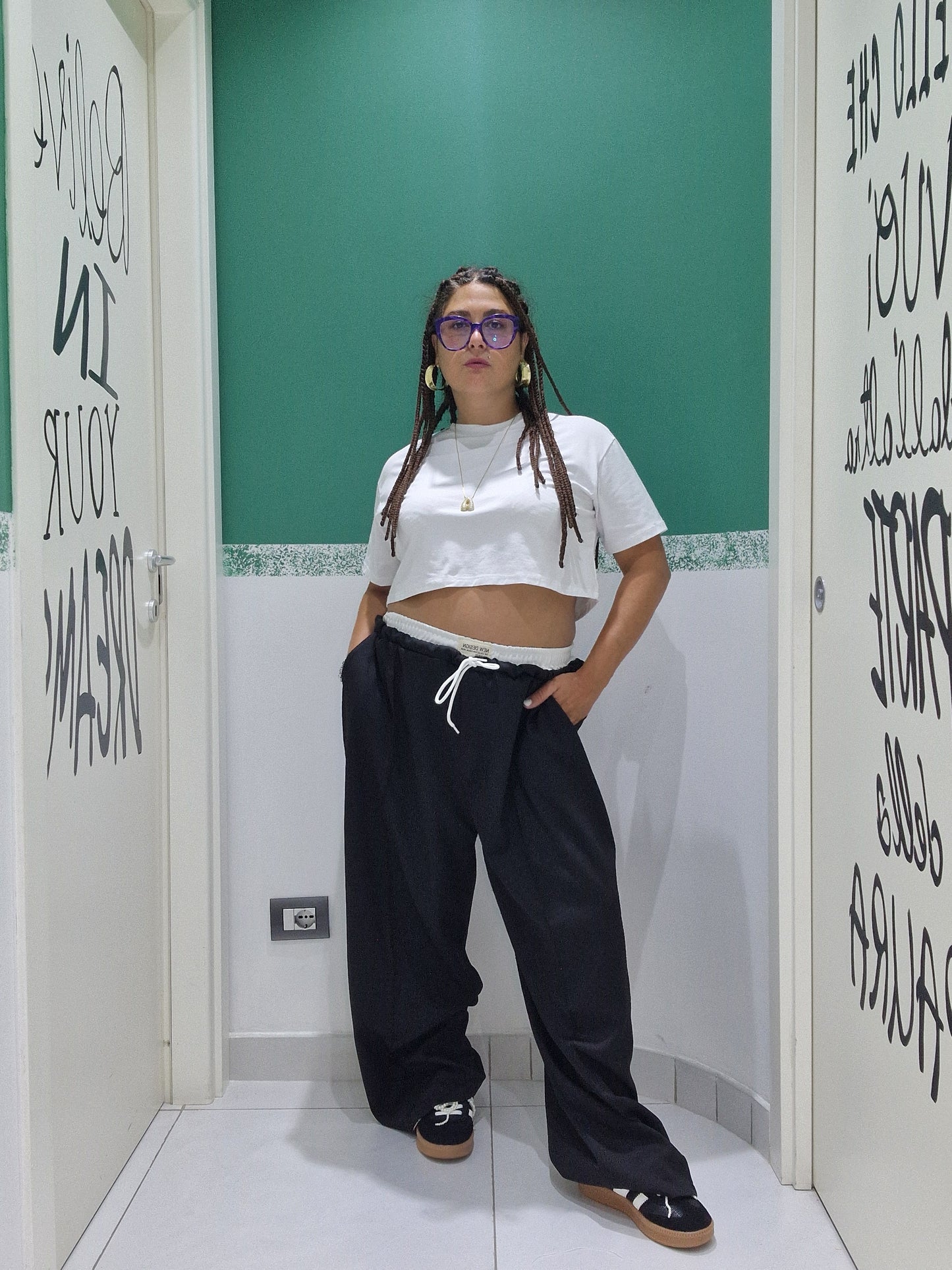Pantalone bicolore oversize