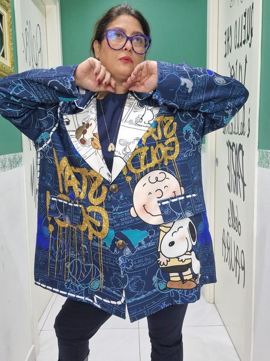 Giacca Snoopy effetto jeans