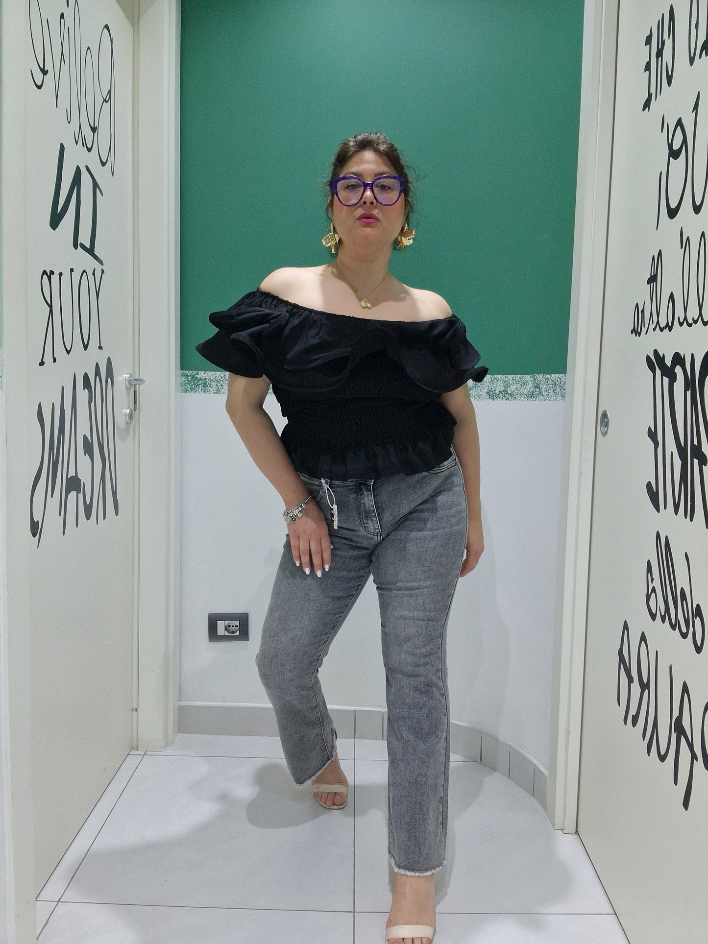 Jeans zampetta grigio
