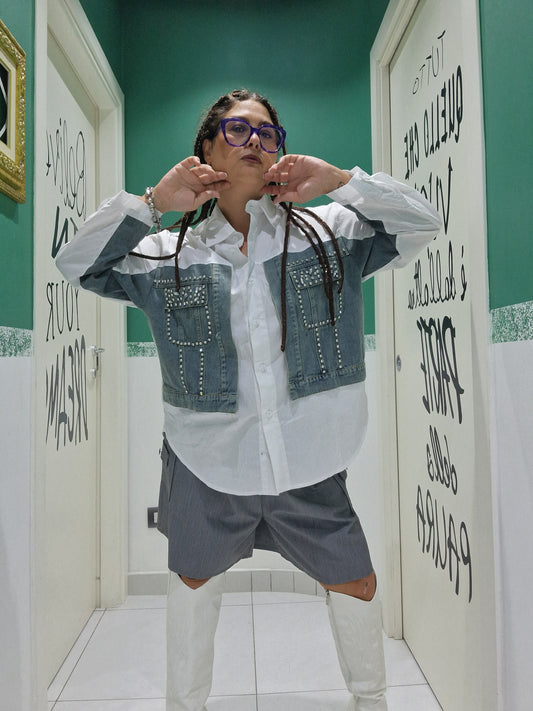 Camicia diamantini corpetto fake