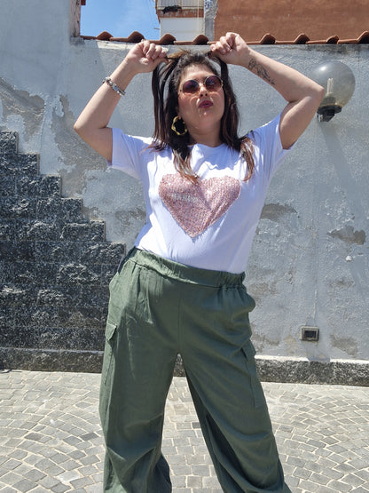 Maglia cuore paillettes