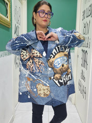 Giacca Orsetto effetto jeans