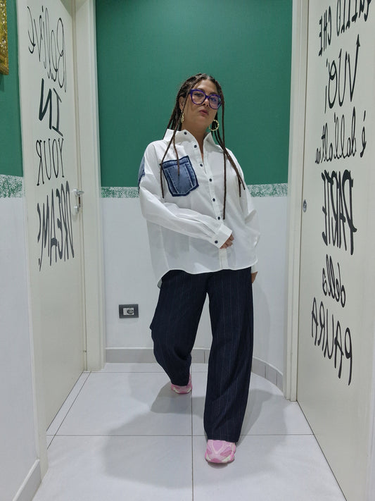 Camicia inserti in denim