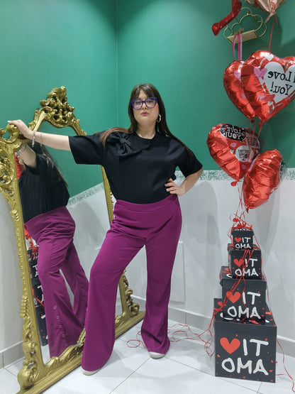 Pantalone zampa bottoni