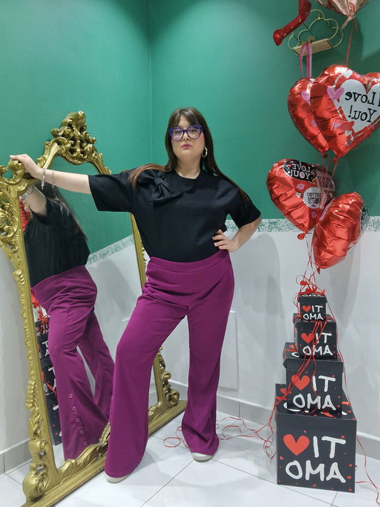 Pantalone zampa bottoni