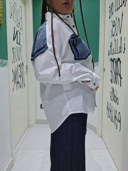 Camicia inserti in denim