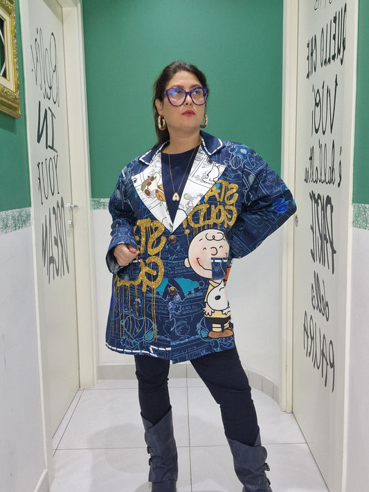 Giacca Snoopy effetto jeans