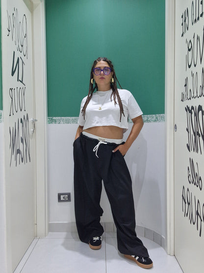 Pantalone bicolore oversize