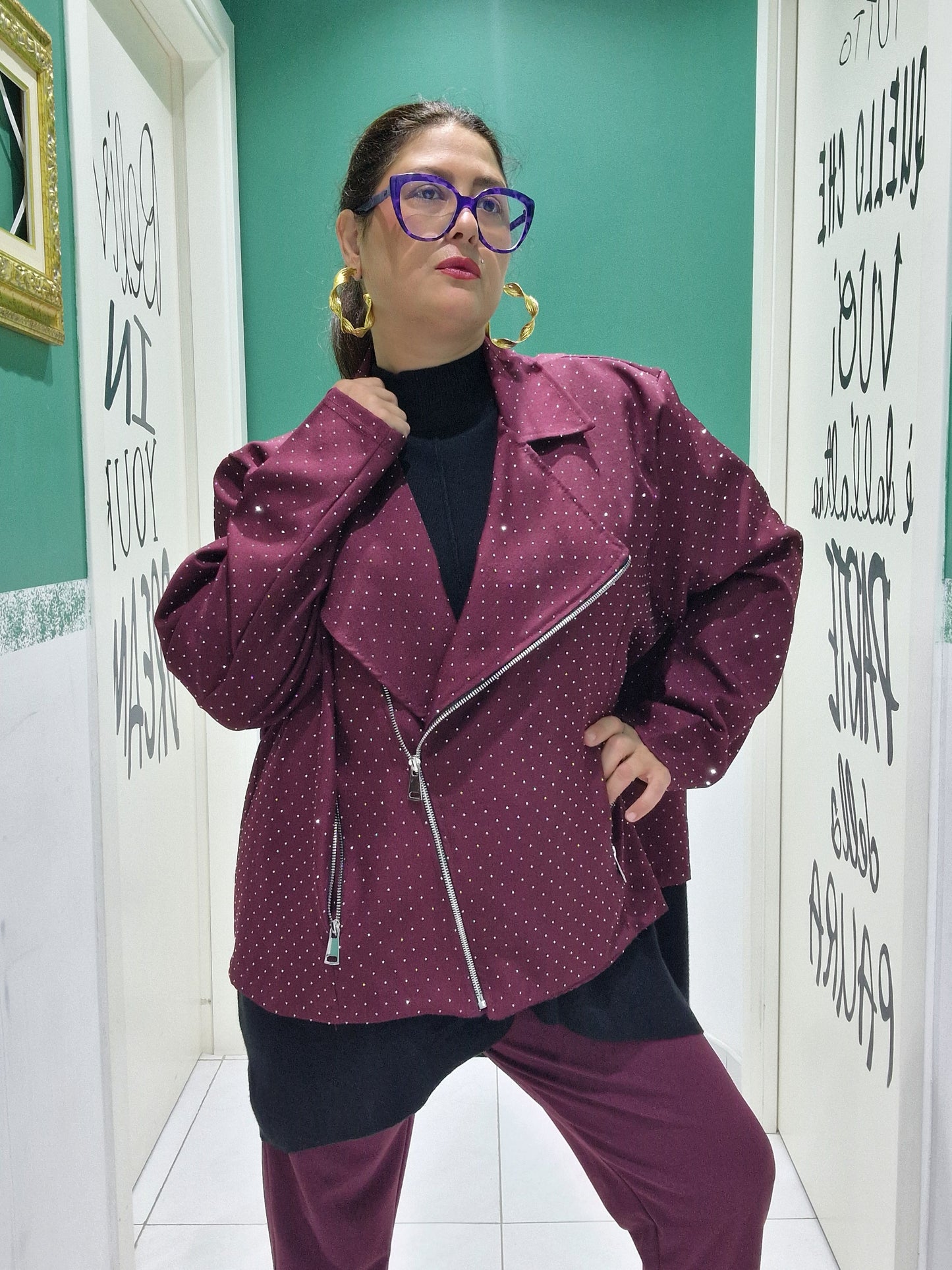 Chiodo brillantinato in tessuto