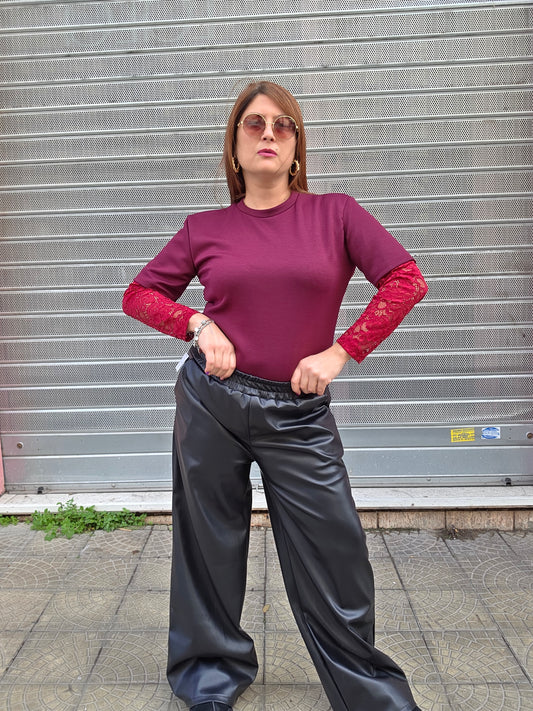 Maglia manica merletto