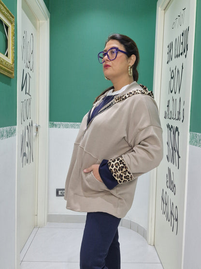 Felpa inserti leopardato