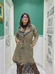 Trench in denim sabbiato