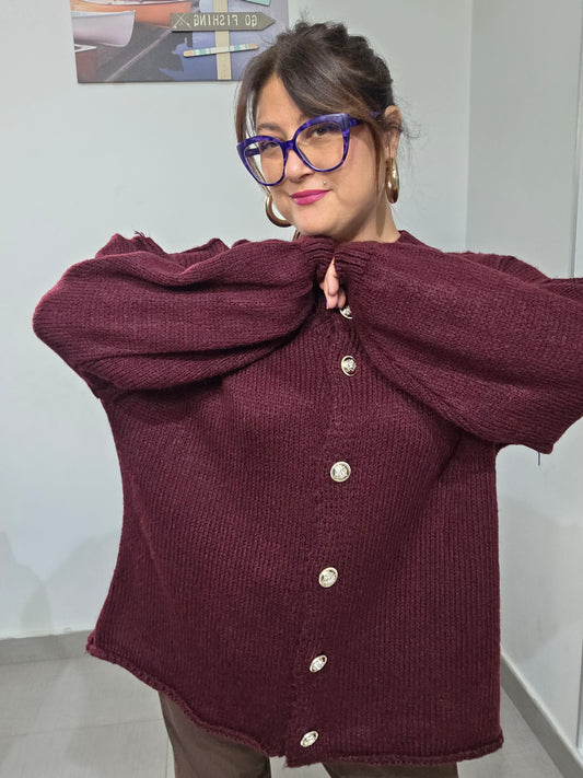 Cardigan cuciture esterne