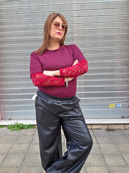 Maglia manica merletto