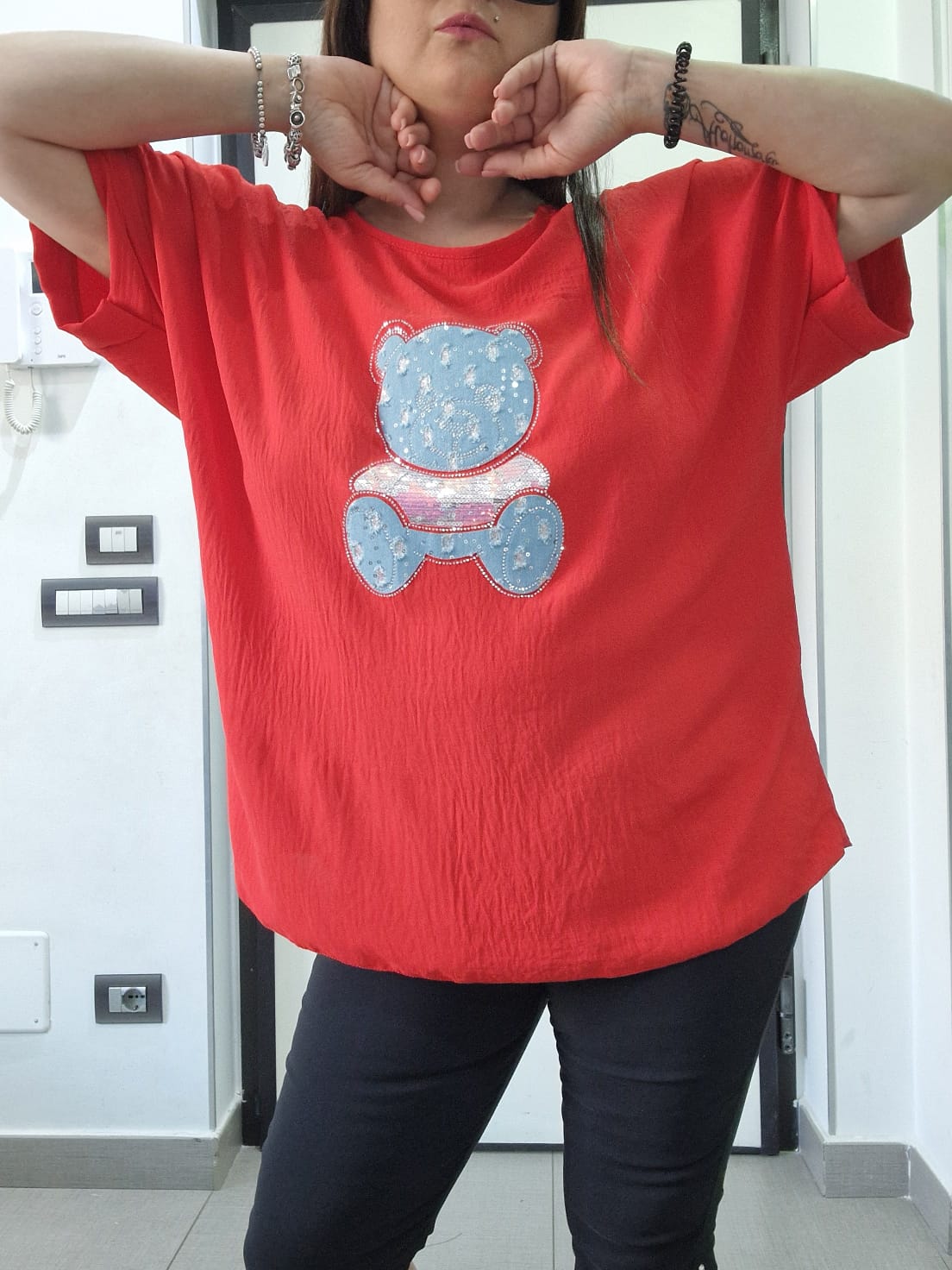 Maglia orsetto jeans