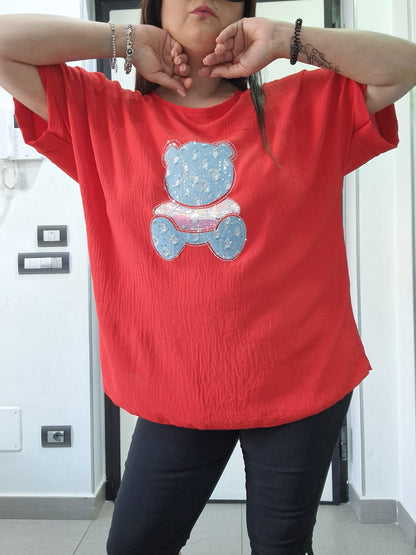 Maglia orsetto jeans