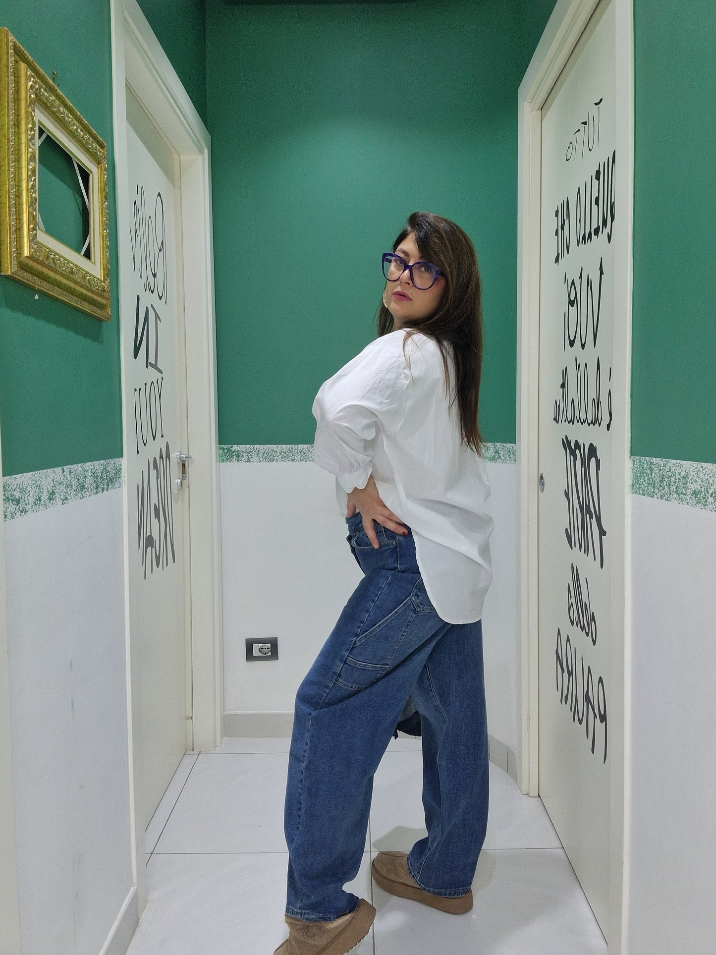 Jeans balloon asimmetrico lavaggio chiaro