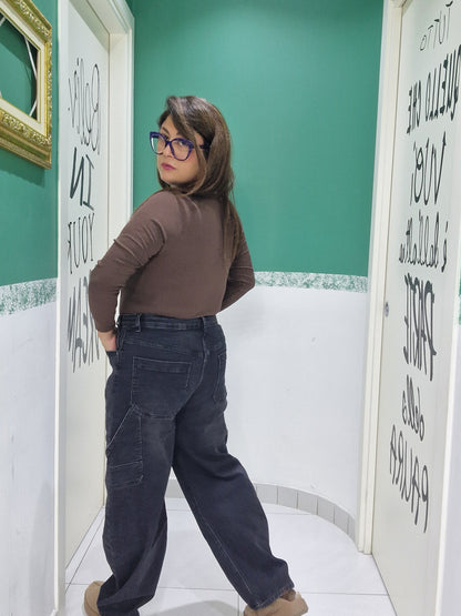 Jeans balloon asimmetrico lavaggio scuro