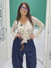 Maglia merletto con rouche