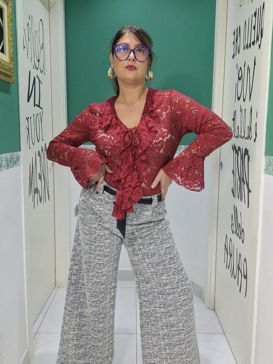 Maglia merletto con rouche