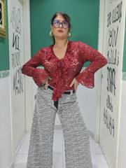 Maglia merletto con rouche