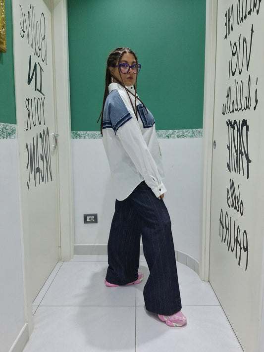 Camicia inserti in denim