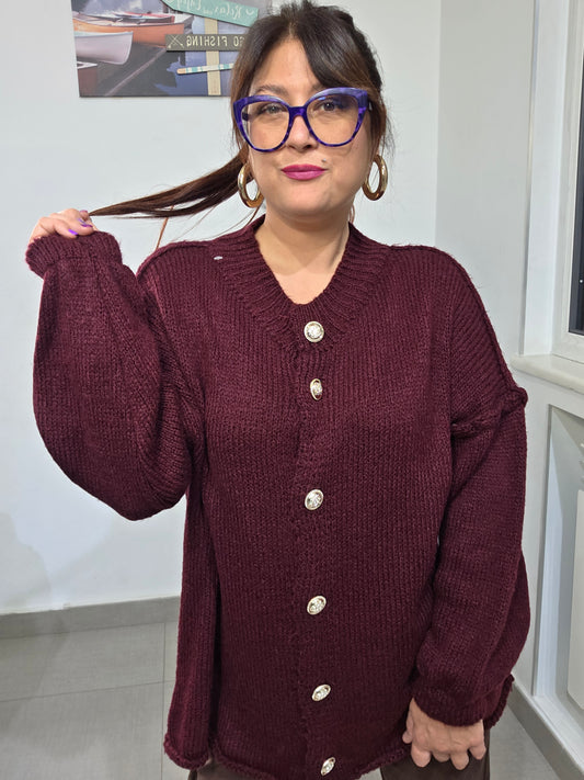 Cardigan cuciture esterne