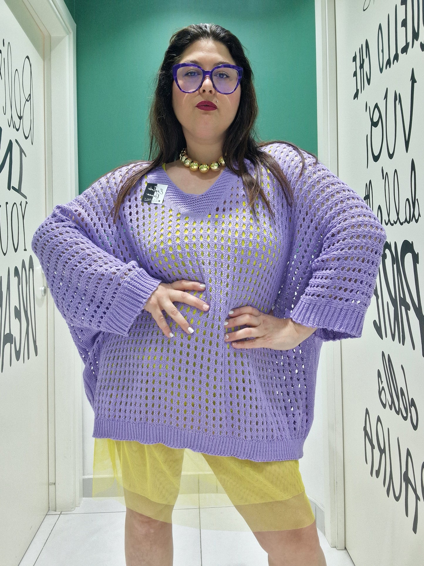 Maxi maglia bucherellata