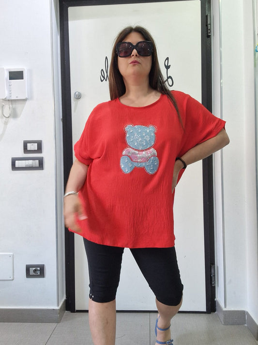 Maglia orsetto jeans