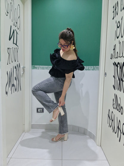 Jeans zampetta grigio