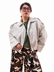 Giubbino oversize gessato