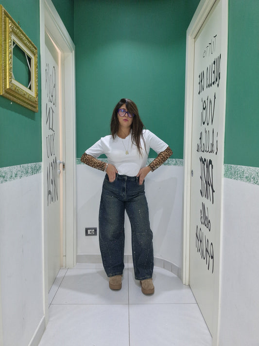 Jeans balloon sabbiato