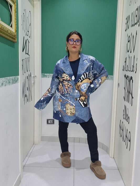 Giacca Orsetto effetto jeans