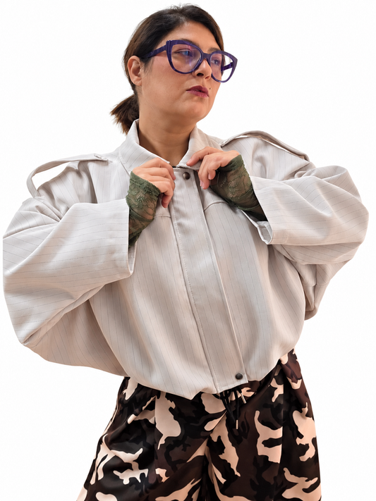 Giubbino oversize gessato