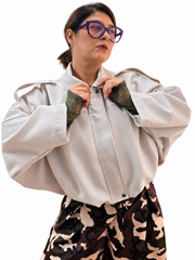Giubbino oversize gessato