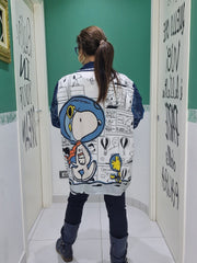 Giacca Snoopy effetto jeans